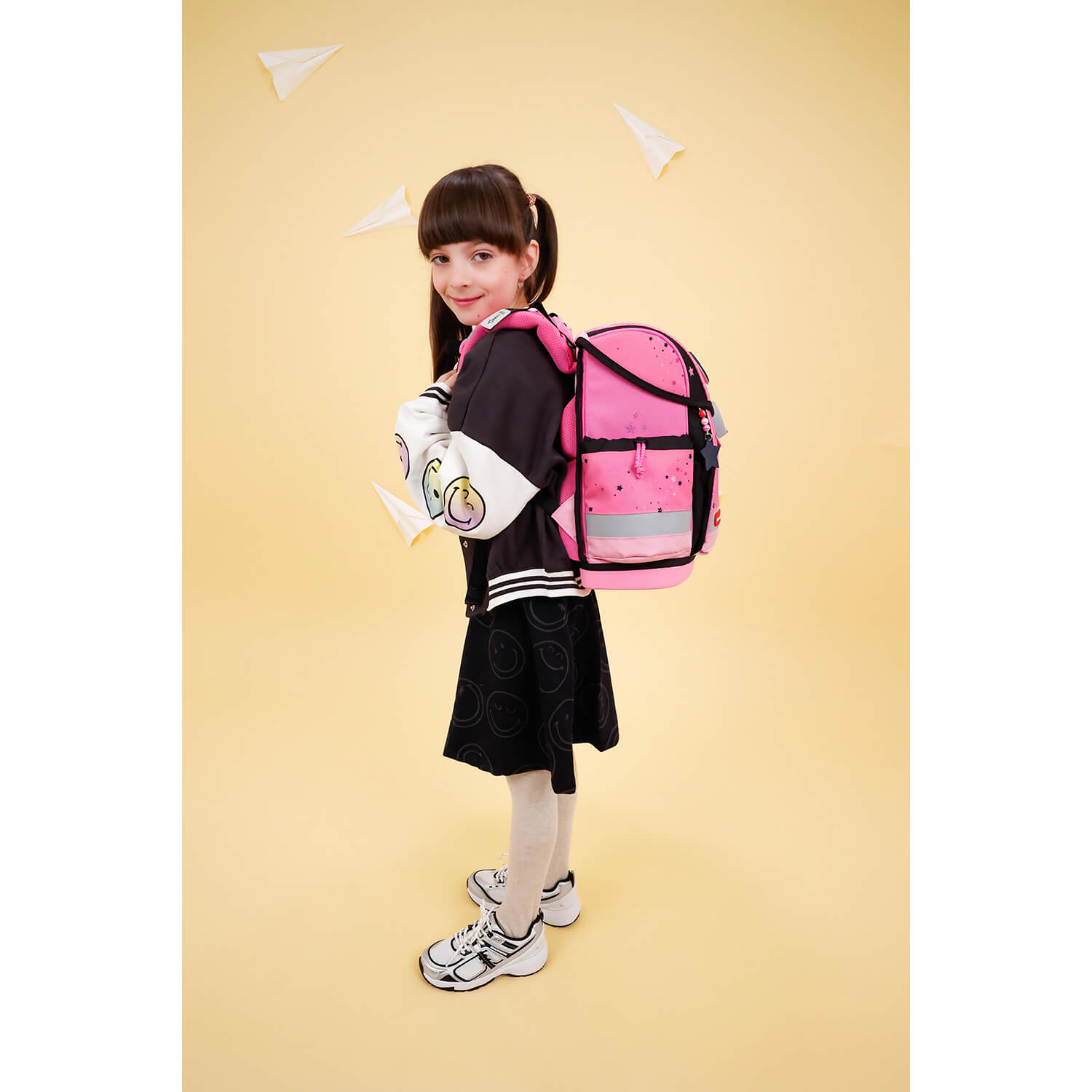 Unicorn raincoat included in the Belmil Classy Plus Ergonomic School Bag Set for Girls “Pink Black” Design + Unicorn Raincoat – 6-Piece Back-Friendly Starter Set.
