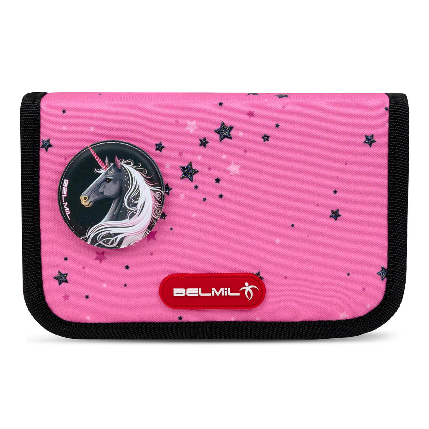 The chic pink and black design of the Belmil Classy Plus Ergonomic School Bag Set for Girls “Pink Black” Design + Unicorn Raincoat – 6-Piece Back-Friendly Starter Set.