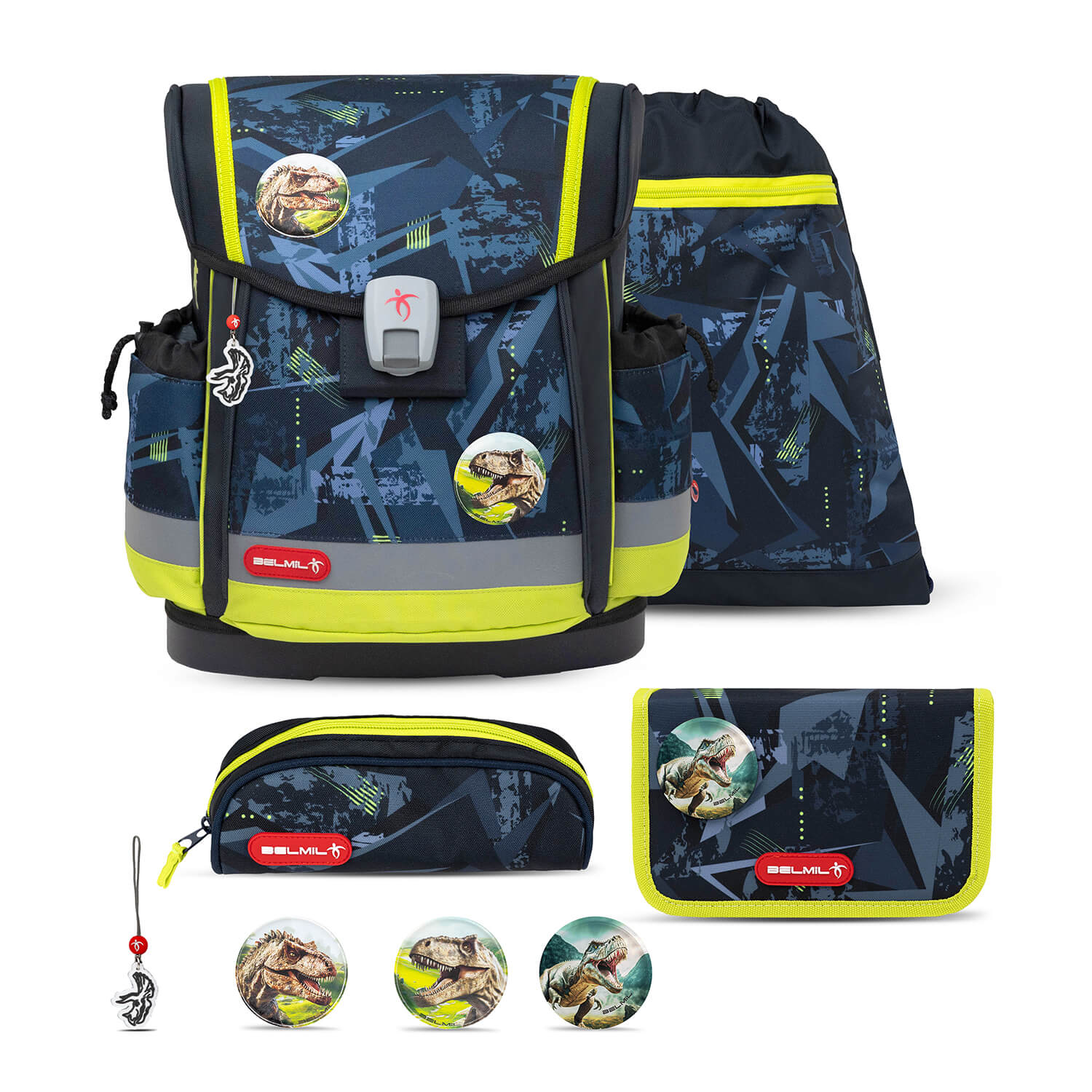 Classy Plus T-Rex Lime Schulranzen Set 5 tlg.