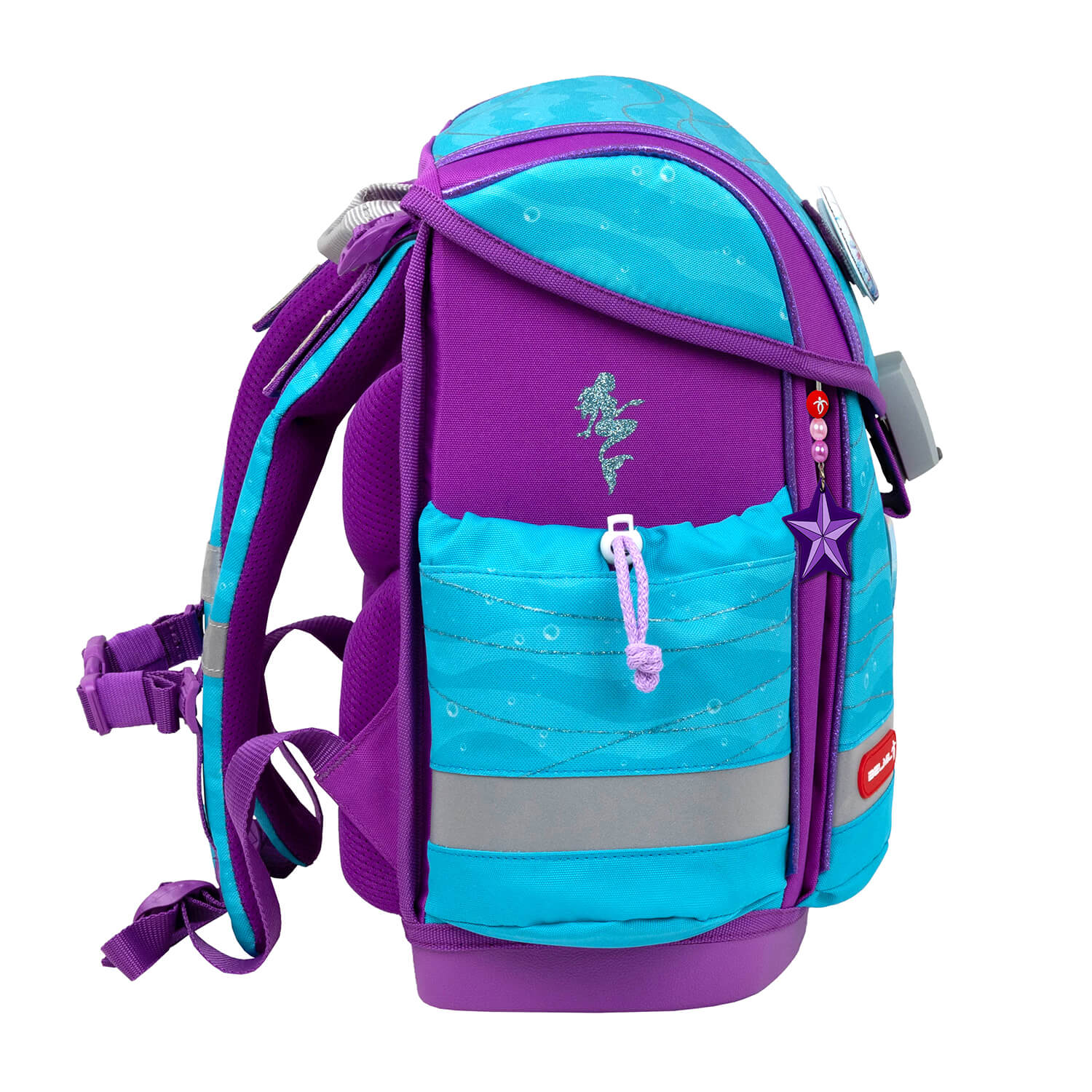 Inside compartments of the Belmil Classy Plus Ergonomic School Bag Set for Girls “Under The Sea” Design + Unicorn Raincoat – 6-Piece Back-Friendly Starter Set for organization.