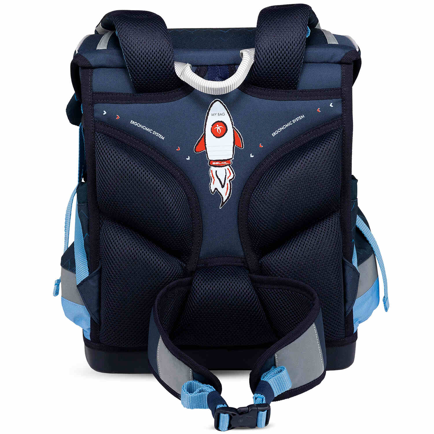 Multiple compartments shown in the Ergonomic School Bag Set for Boys – Belmil Classy Plus Wolves School Bag Set 5 pcs for easy organization.