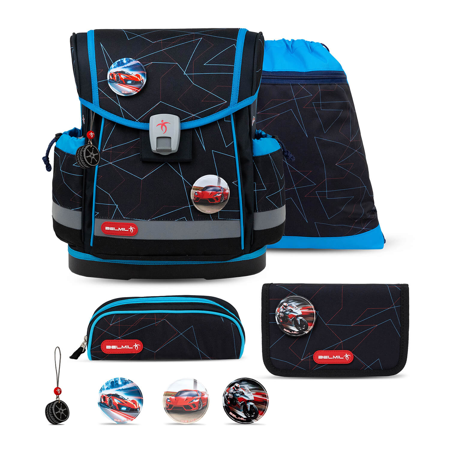 Classy Plus Cars Blue Schulranzen Set 5 tlg.