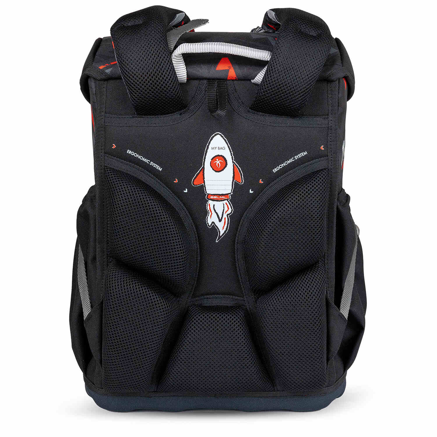 Interior view of the Maxi Ninja Game schoolbag demonstrating the spacious design ideal for school supplies in the Ergonomic School Bag Set for Boys – Belmil Maxi Ninja Game schoolbag set 5 pcs.