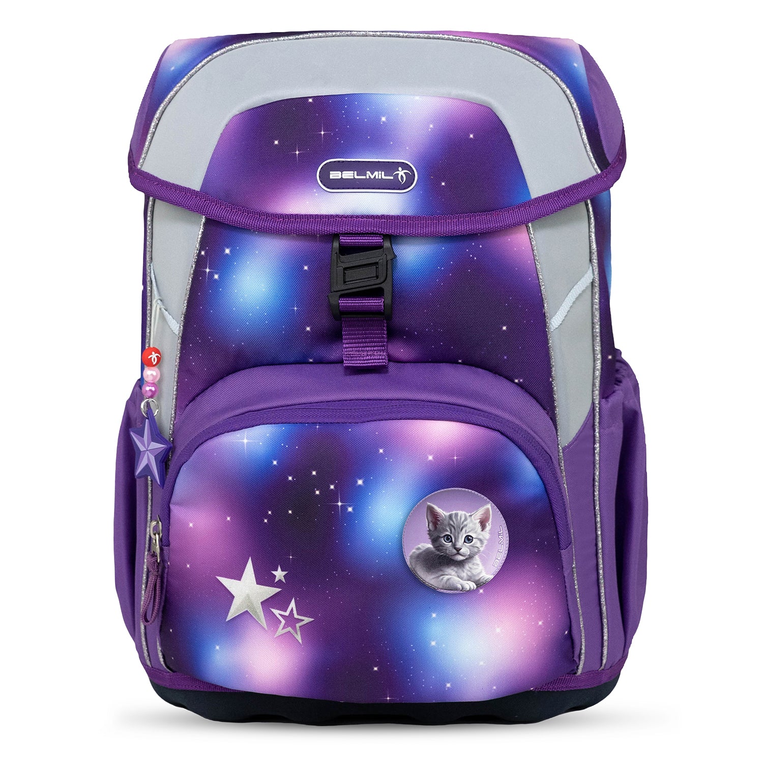 Close-up of Belmil Maxi Pack Shining Fairy School Back Set for Girls – 5-Piece Set + Interchangeable Pegasus Patch Set showing adjustable padded shoulder straps and ergonomic design.