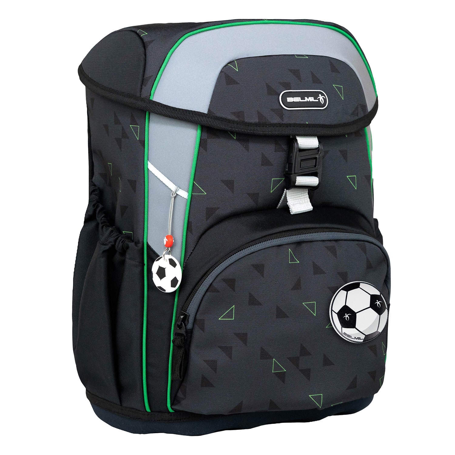 Belmil Maxi "Striker X" School Bag Set for Boys + Dinosaur Raincoat – 5-Piece Set featuring adjustable shoulder straps.