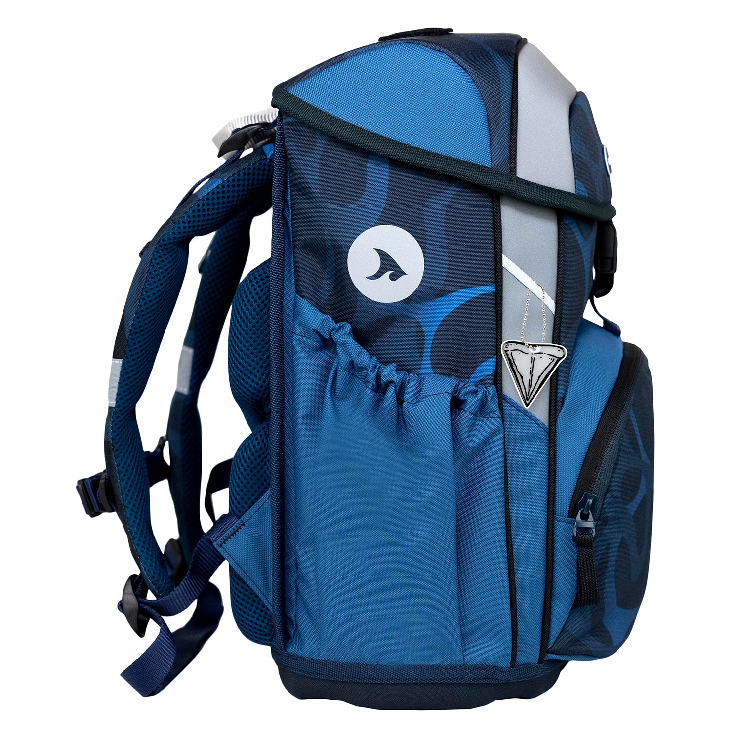 Reflective elements of Belmil Maxi "Wave Storm" School Bag Set ensuring safety for children during school commute.