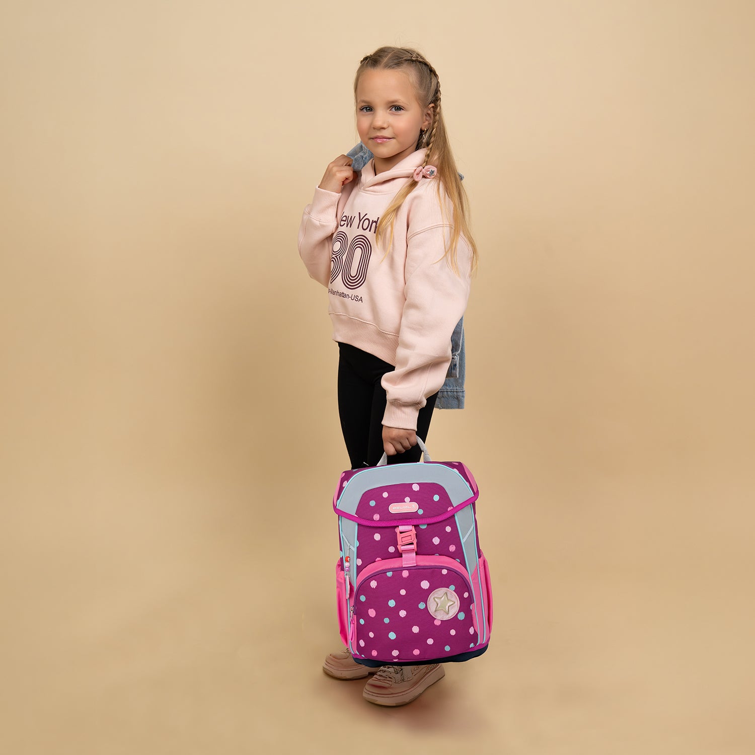 Ergonomische Schulranzen-Set für Mädchen – Belmil Maxi Starry Bubbles (5-teilig)