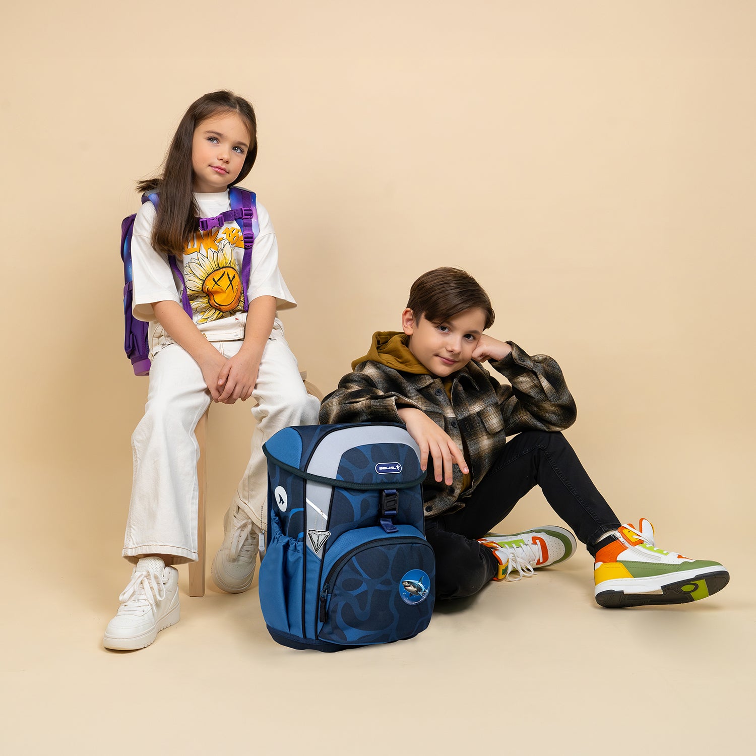 Ergonomische Schulranzen-Set für Jungen – Belmil Maxi Wave Storm (5-teilig)