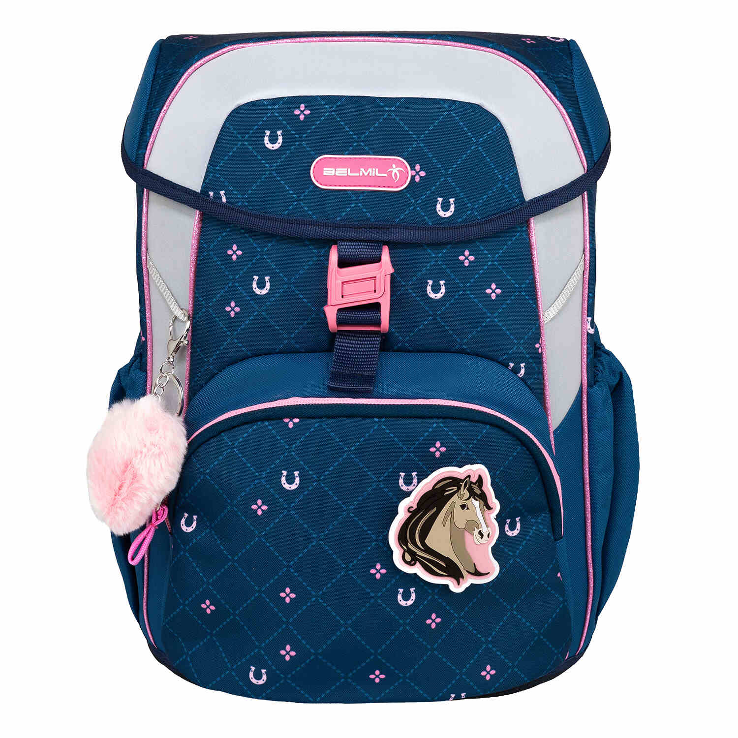 Ergonomic School Bag Set for Girls featuring the Maxi Meet your Horses schoolbag, designed for children 120 cm tall and above, in a well-styled presentation.
