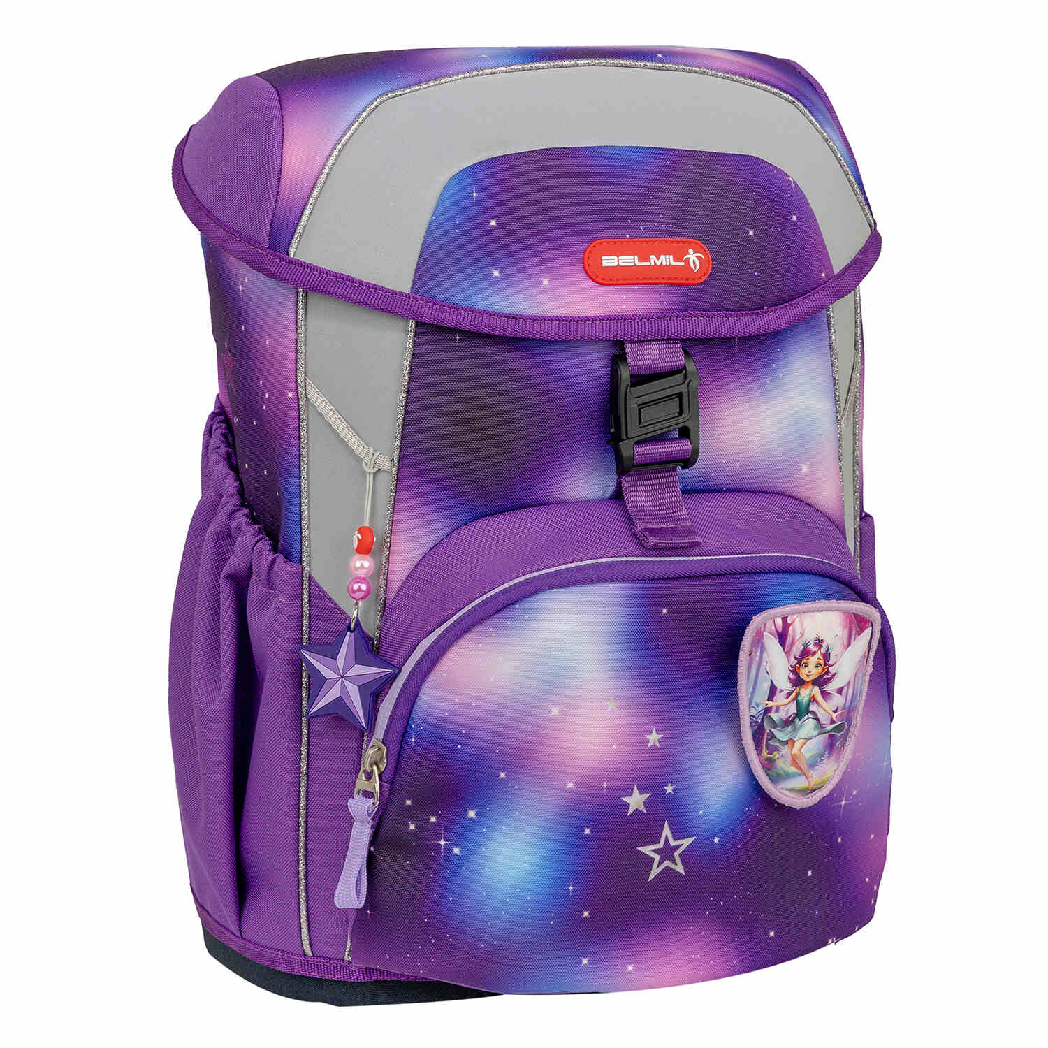 Complete Ergonomic School Bag Set for Girls – Belmil Maxi Shining Fairy schoolbag set 5 pcs displayed with accessories.