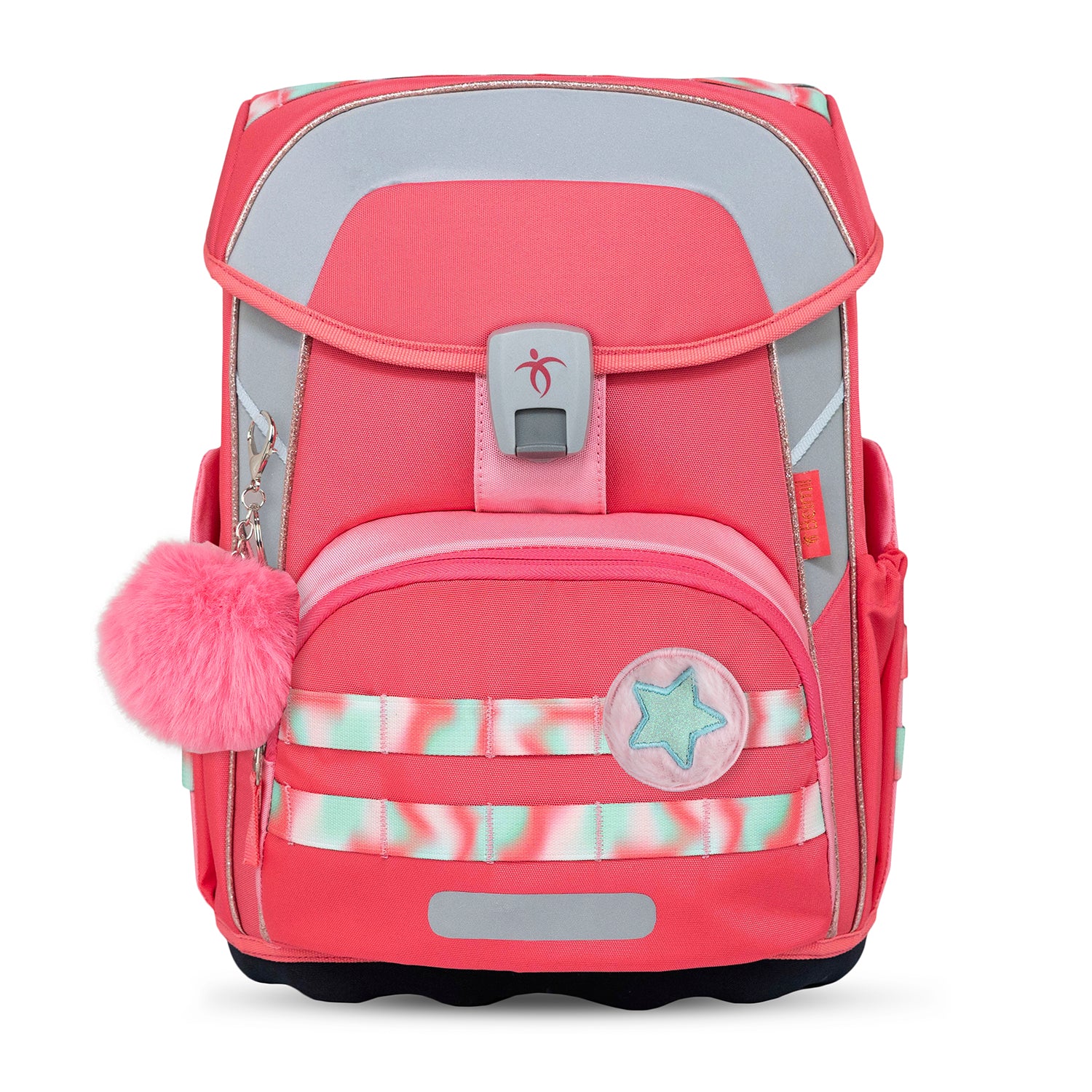 Included accessories in the Premium Belmil School Bag Set for Girls – Maxi Plus Aurora schoolbag set 6 pcs highlighting the filled pencil case and gym bag.