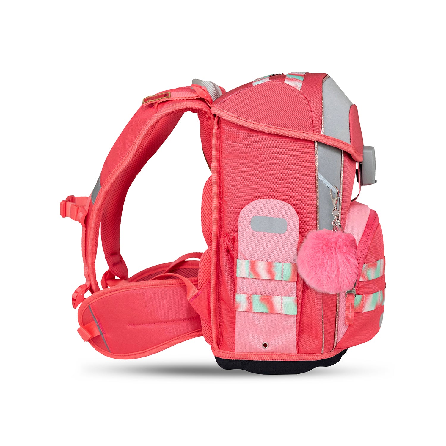 Reflective elements on the Premium Belmil School Bag Set for Girls – Maxi Plus Aurora schoolbag set 6 pcs for added visibility and safety.