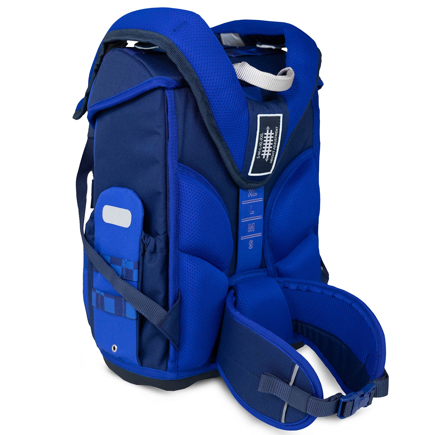 Premium Belmil School Bag Set for Boys – Maxi Plus Pixel Storm schoolbag set 6 pcs with removable chest strap and padded hip belt shown.