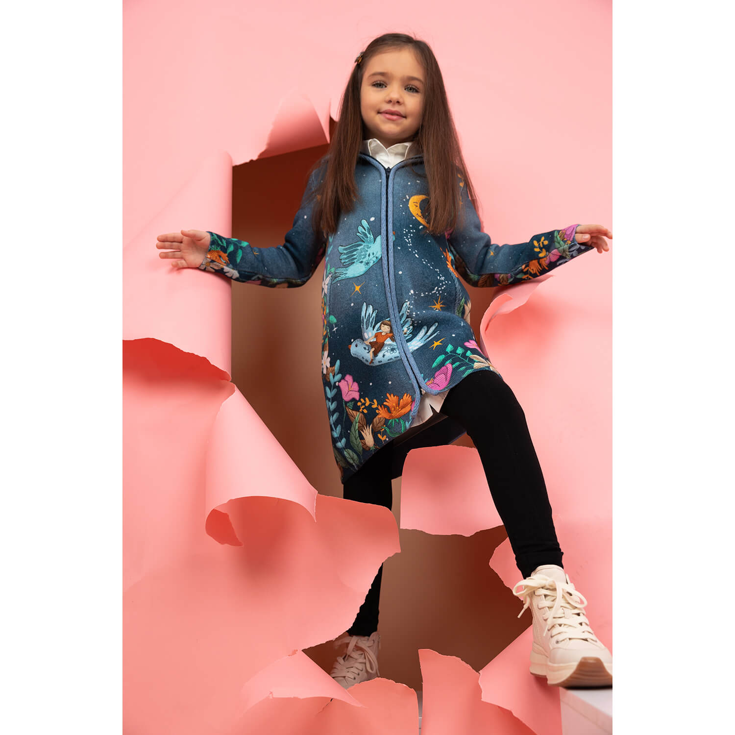 Belmil by Baika Premium Girls’ Cardigan-Coat – “Dreams” Design for Transitional Weather, 100% cotton fabric with ultrasoft touch.