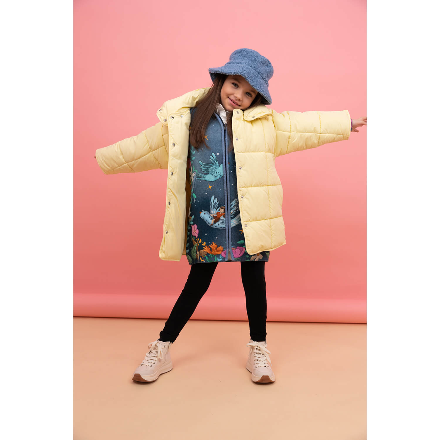 Belmil by Baika Premium Girls’ Cardigan-Coat – “Dreams” Design for Transitional Weather, capturing imaginative scenes of a lake and nature.