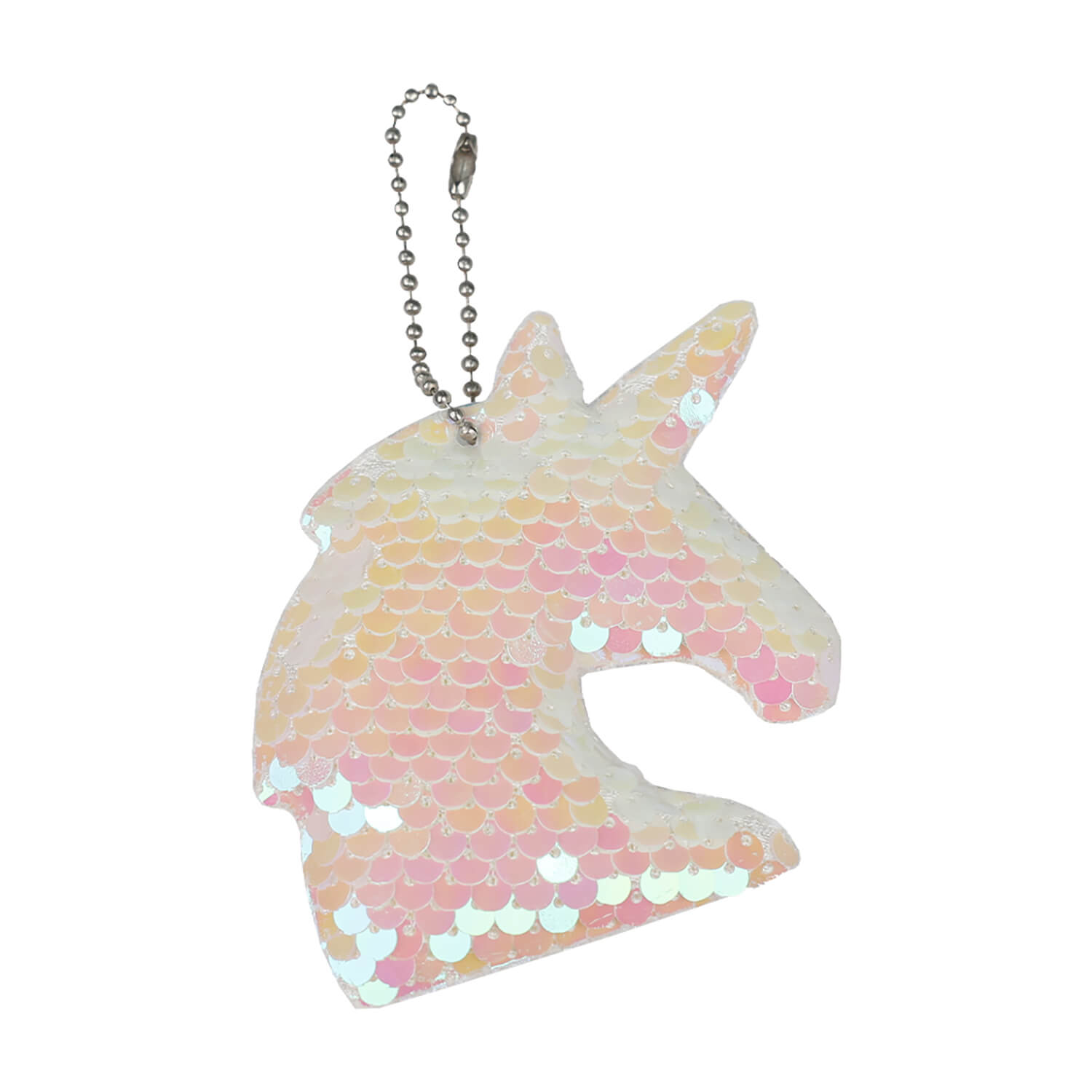 Keychain White And Pink Unicorn Sequin