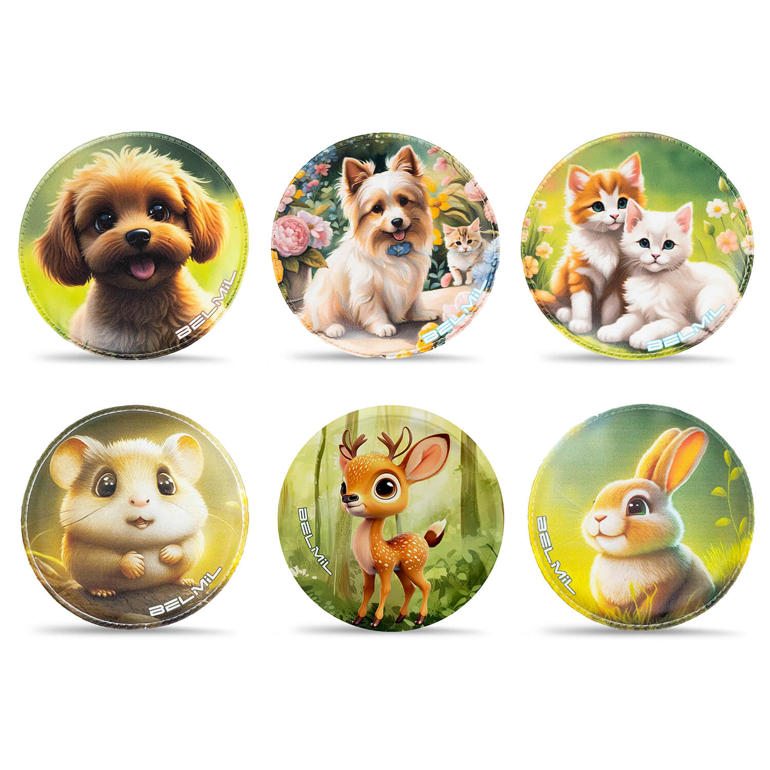 Belmil Patch Set – 6-Piece Velcro Patches "Furry Friends"