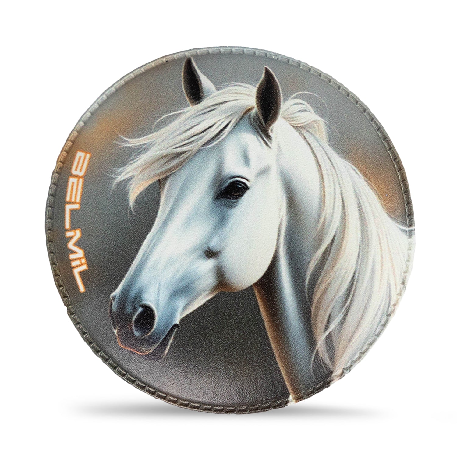 Belmil Patch Set – 3-Piece Velcro Patches 'White Horses' on a backpack, showcasing the playful designs perfect for kids.