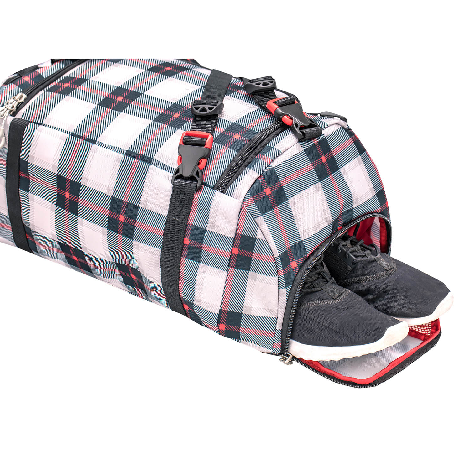 WAVE Sporttasche Grey Red Pattern mit GRATIS Schlamperbox