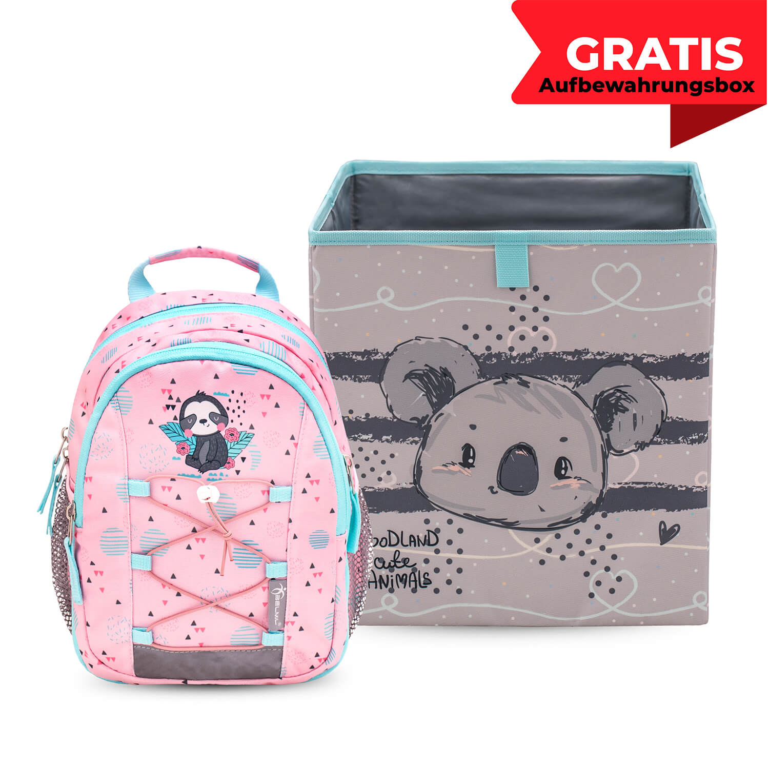 Mini Kiddy Little Sloth Kindergarten Bag mit GRATIS Storage box
