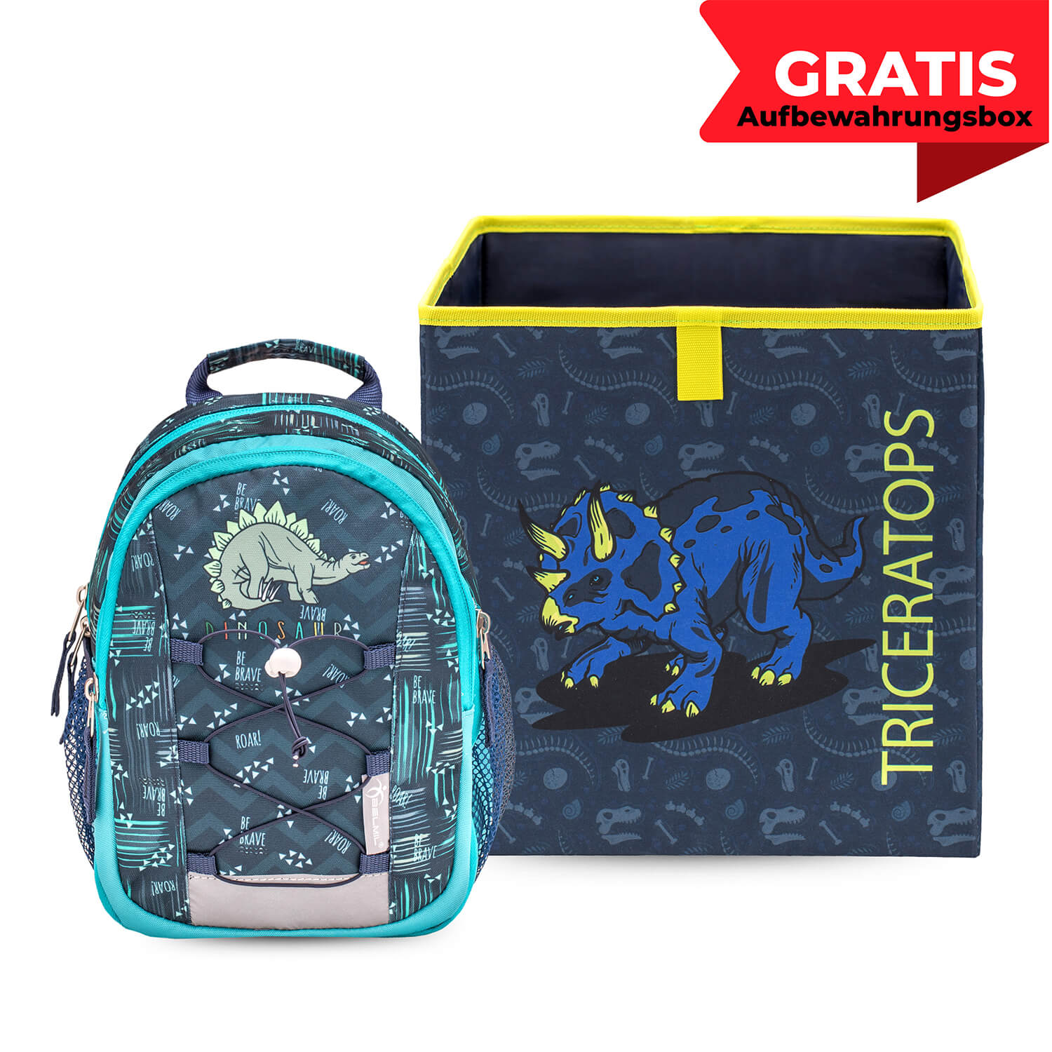 Mini Kiddy Little Stegosaurus Kindergarten Bag with GRATIS Storage box