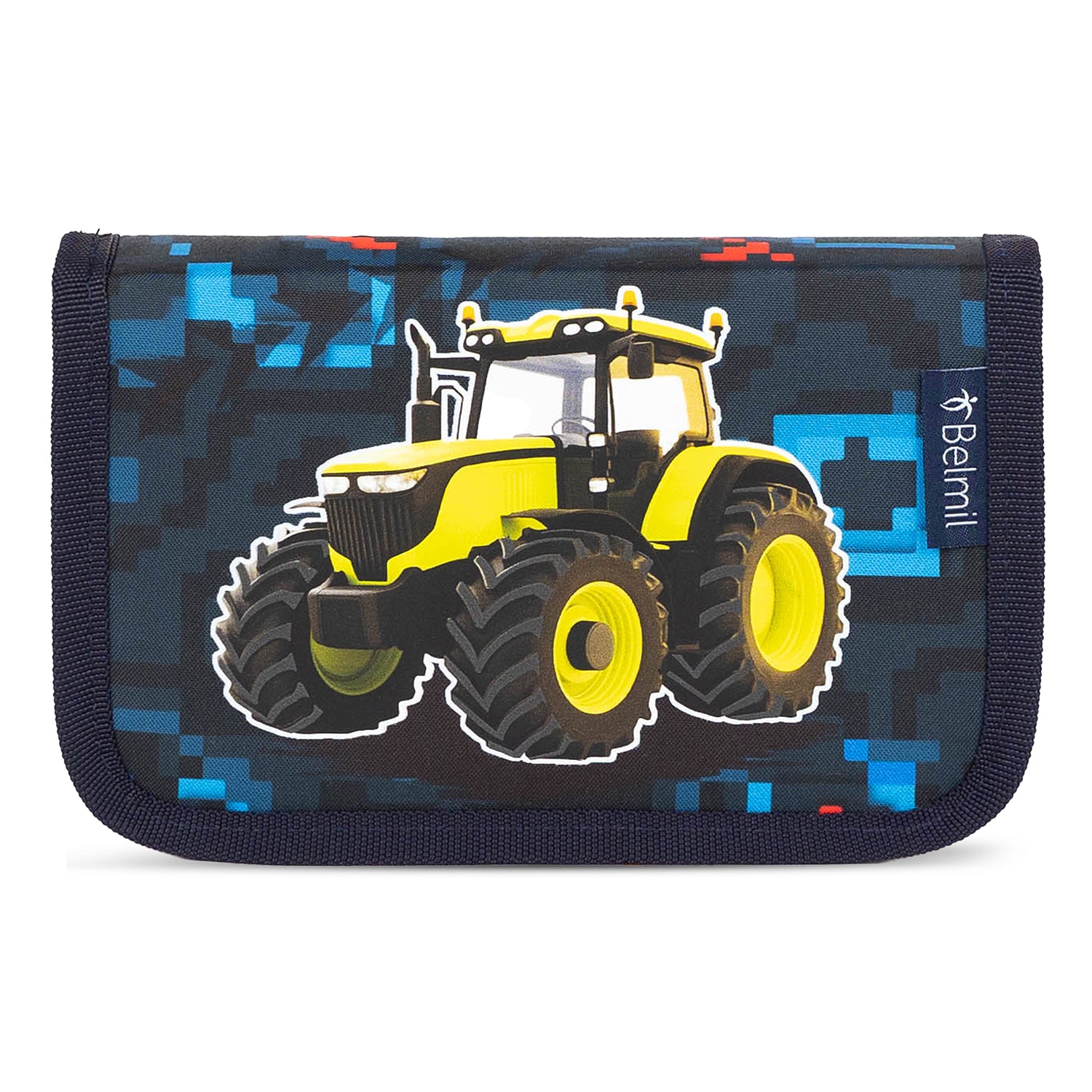 Reflective elements for safety on the Belmil Classy Ergonomic School Bag Set for Boys “PixelTrak” Design + Dinosaur Raincoat – 5-Piece Back-to-School Bundle.