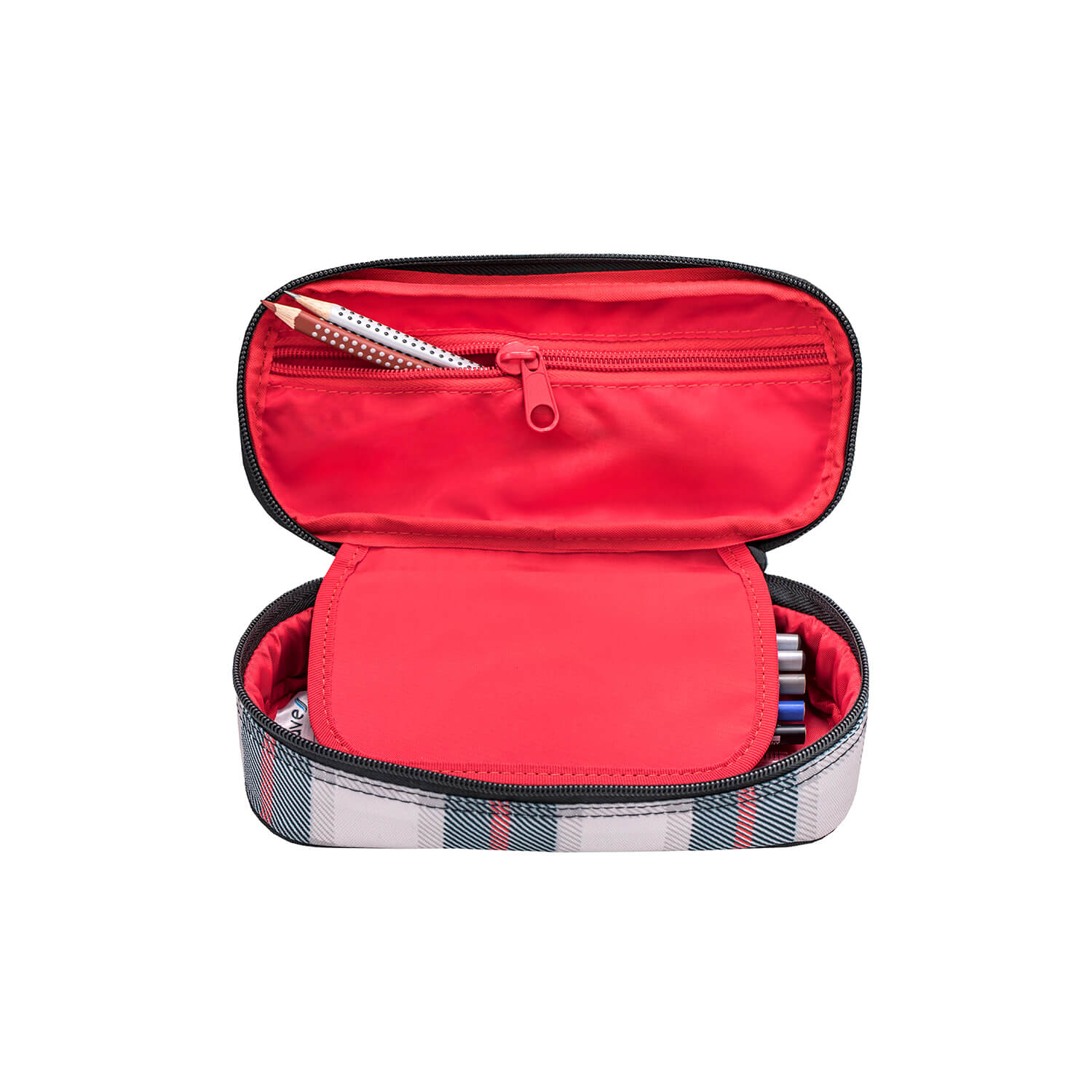 WAVE Sporttasche Grey Red Pattern mit GRATIS Schlamperbox