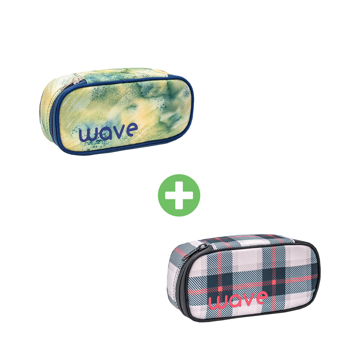 WAVE pencil pouch Shadow - Grey Red pattern with GRATIS pencil pouch