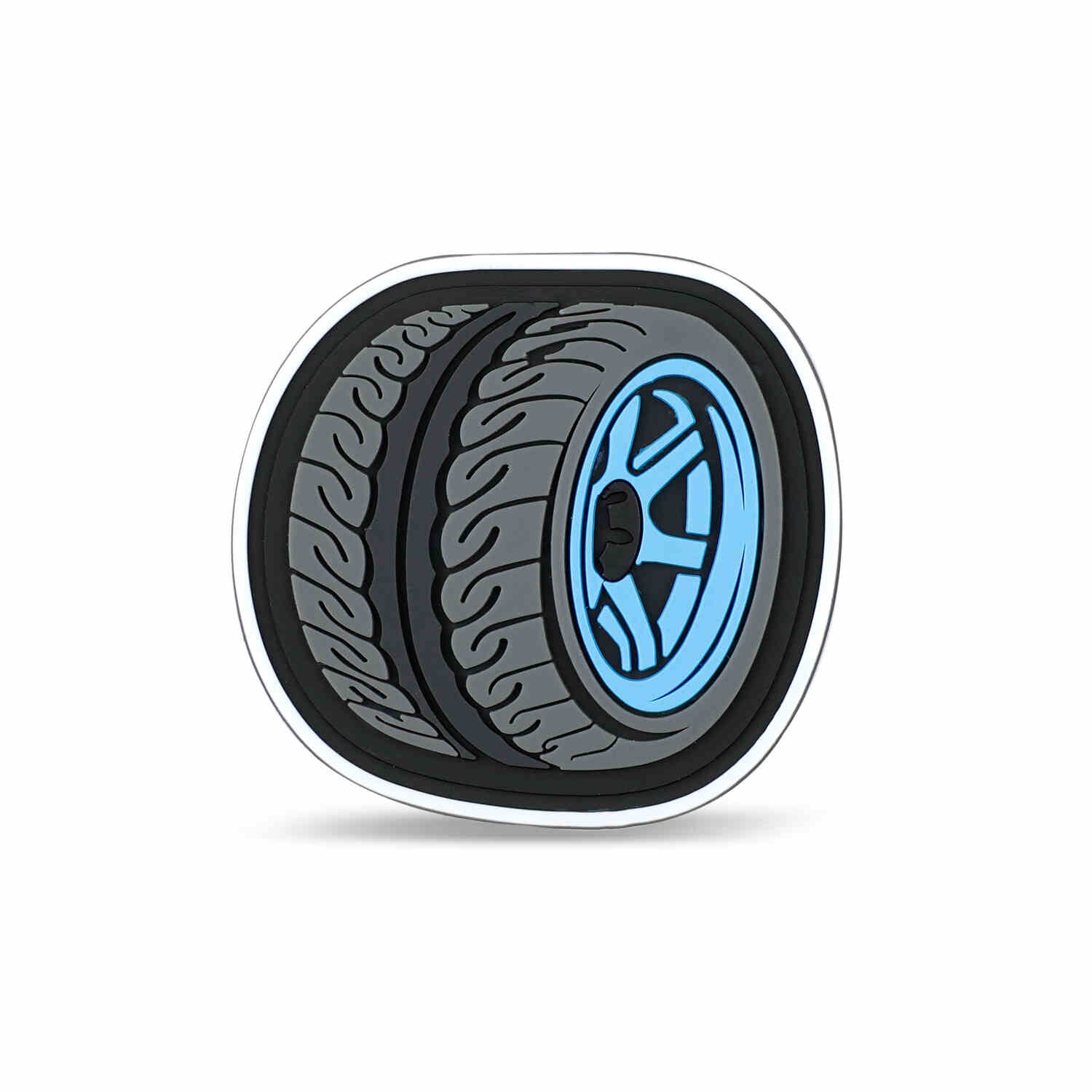 Velcro Gummi Patch Car Wheel Blue