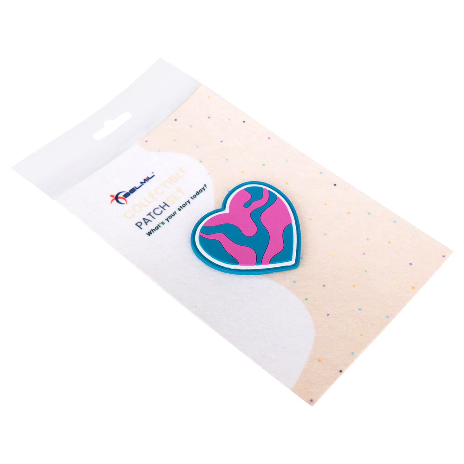 Velcro Rubber Patch Pink-Turquoise Heart