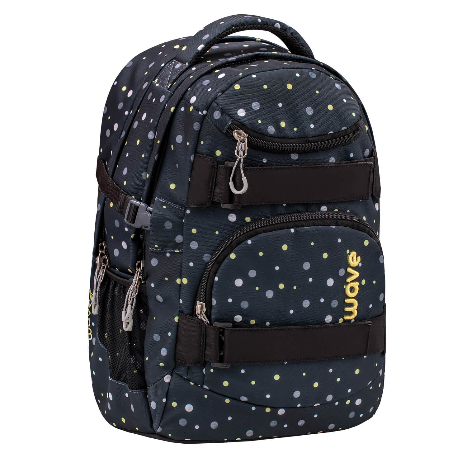 Wave Infinity Black And Yellow Dots school backpack Set 2 Pcs