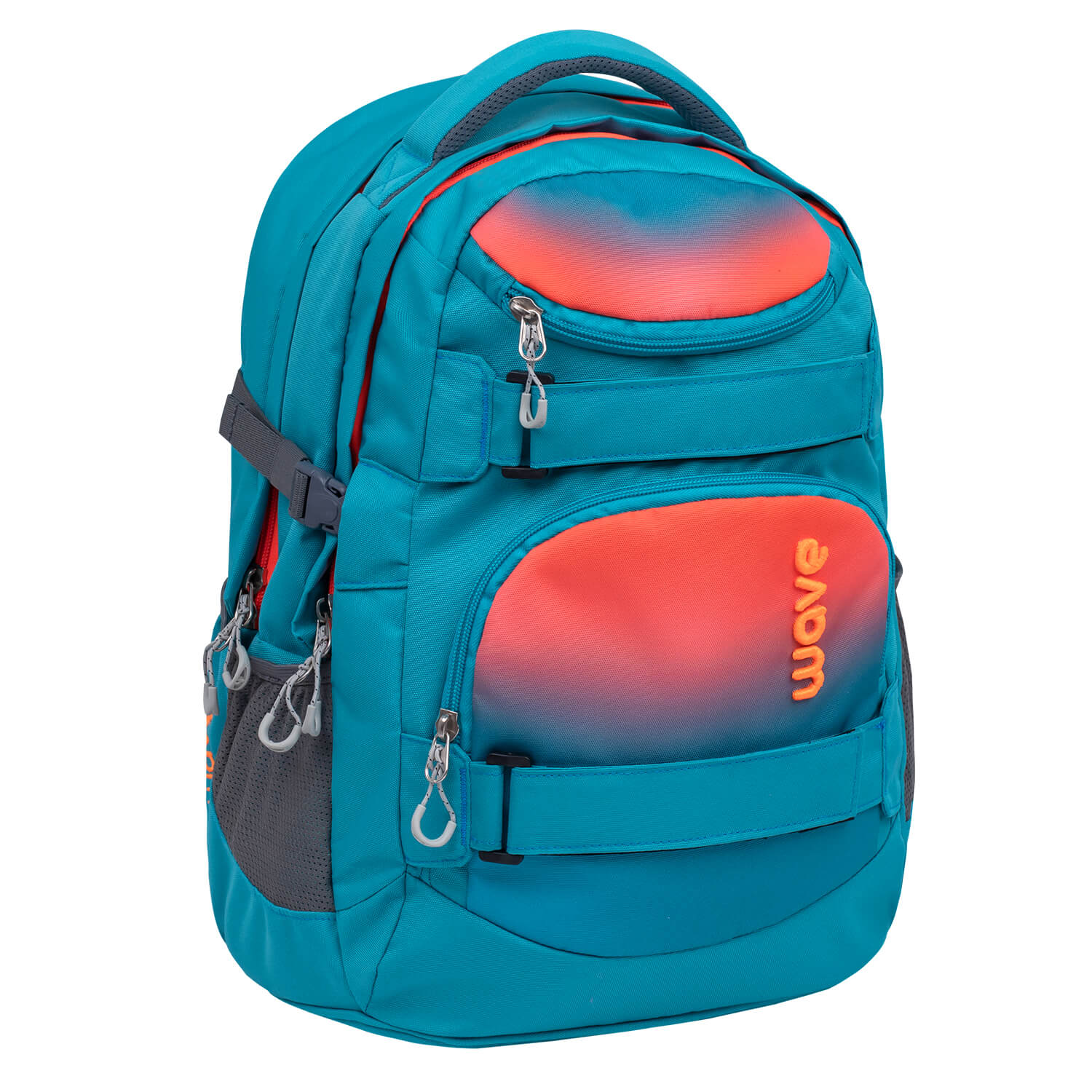 Wave Infinity Ombre Neon Orange And Bluebird Schulrucksack