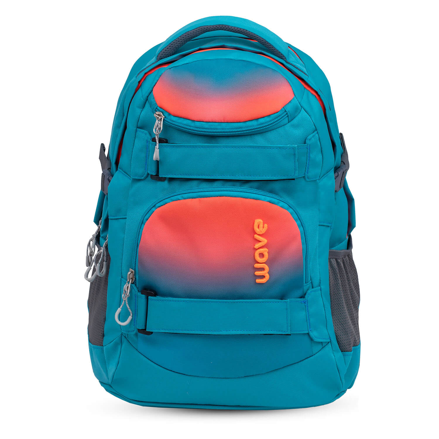 Wave Infinity Ombre Neon Orange And Bluebird school backpack with two GRATIS Pencil Pouch