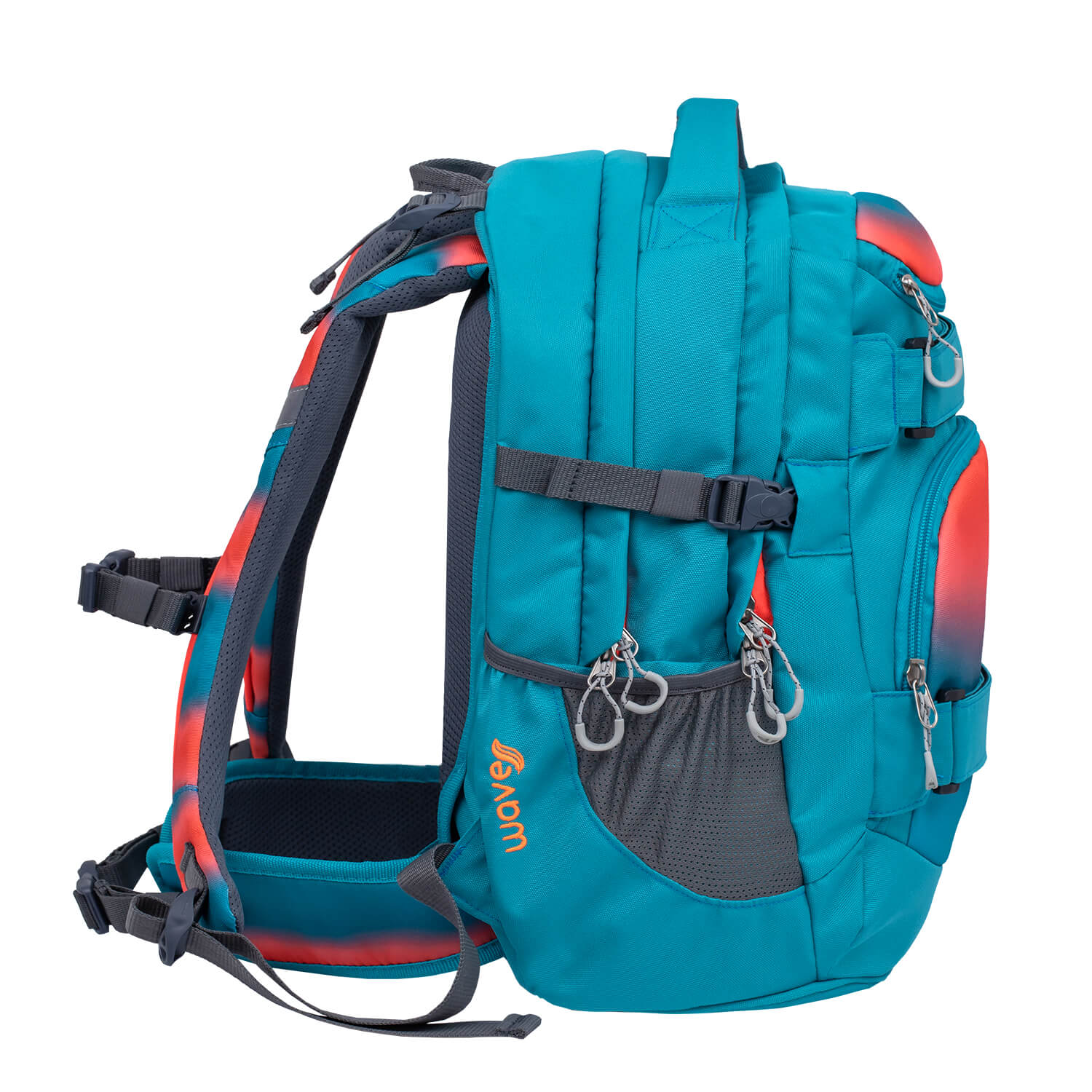 Wave Infinity Ombre Neon Orange And Bluebird school backpack