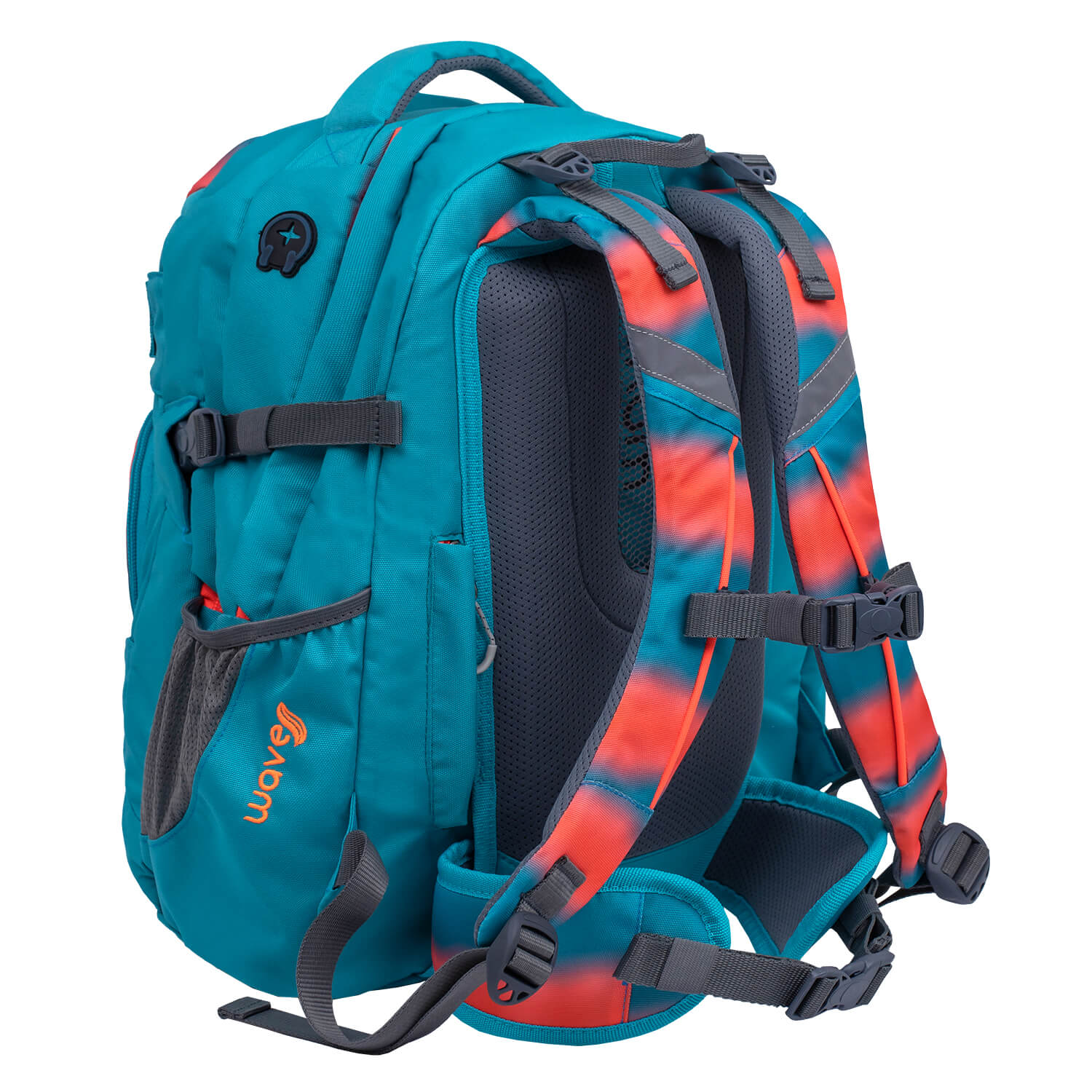 Wave Infinity Ombre Neon Orange And Bluebird Schulrucksack