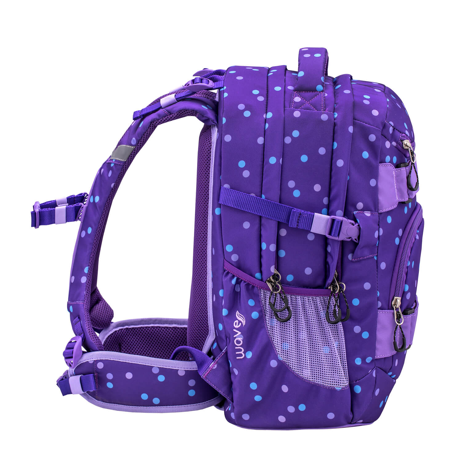 Wave Infinity Purple Dots Schulrucksack