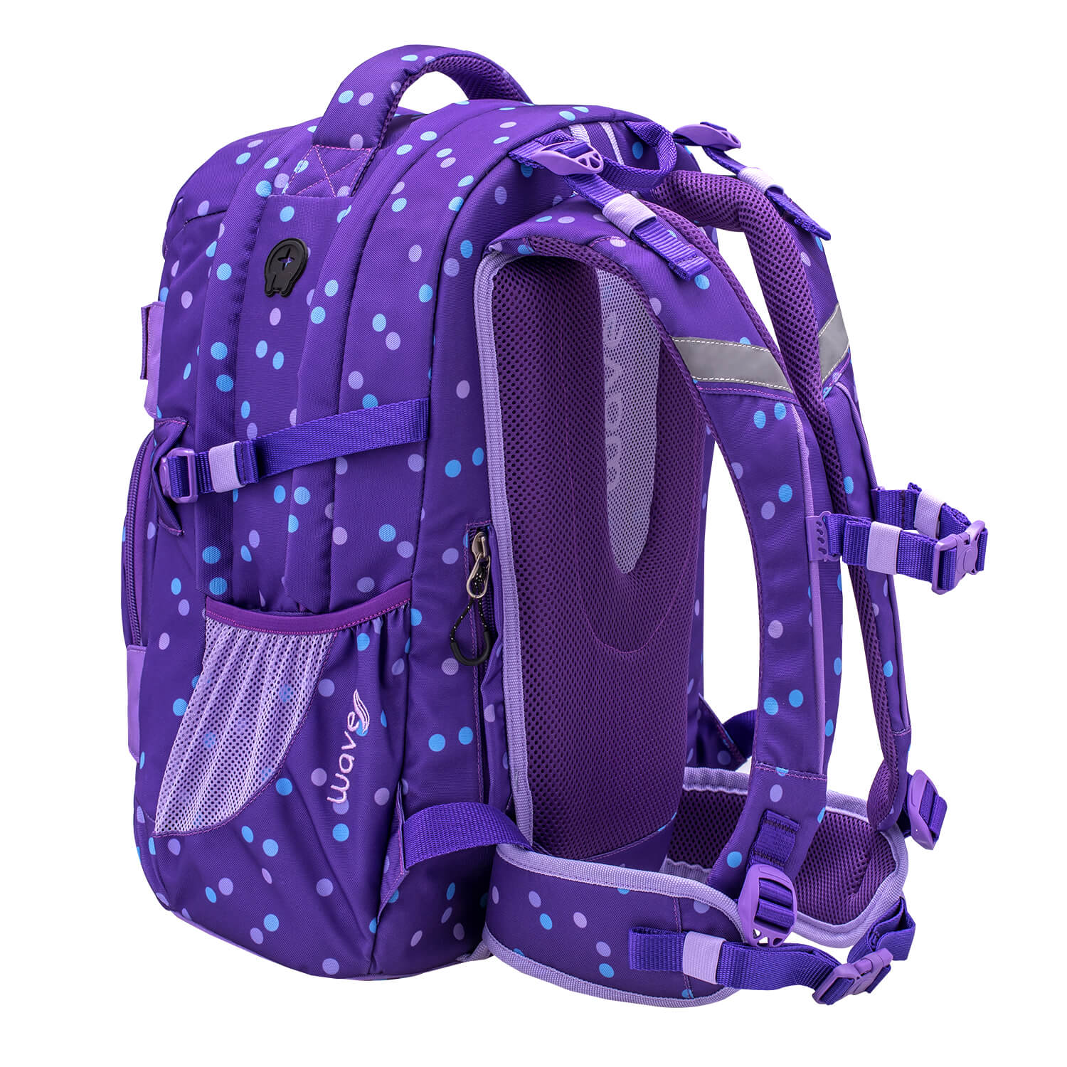 Wave Infinity Purple Dots Schulrucksack