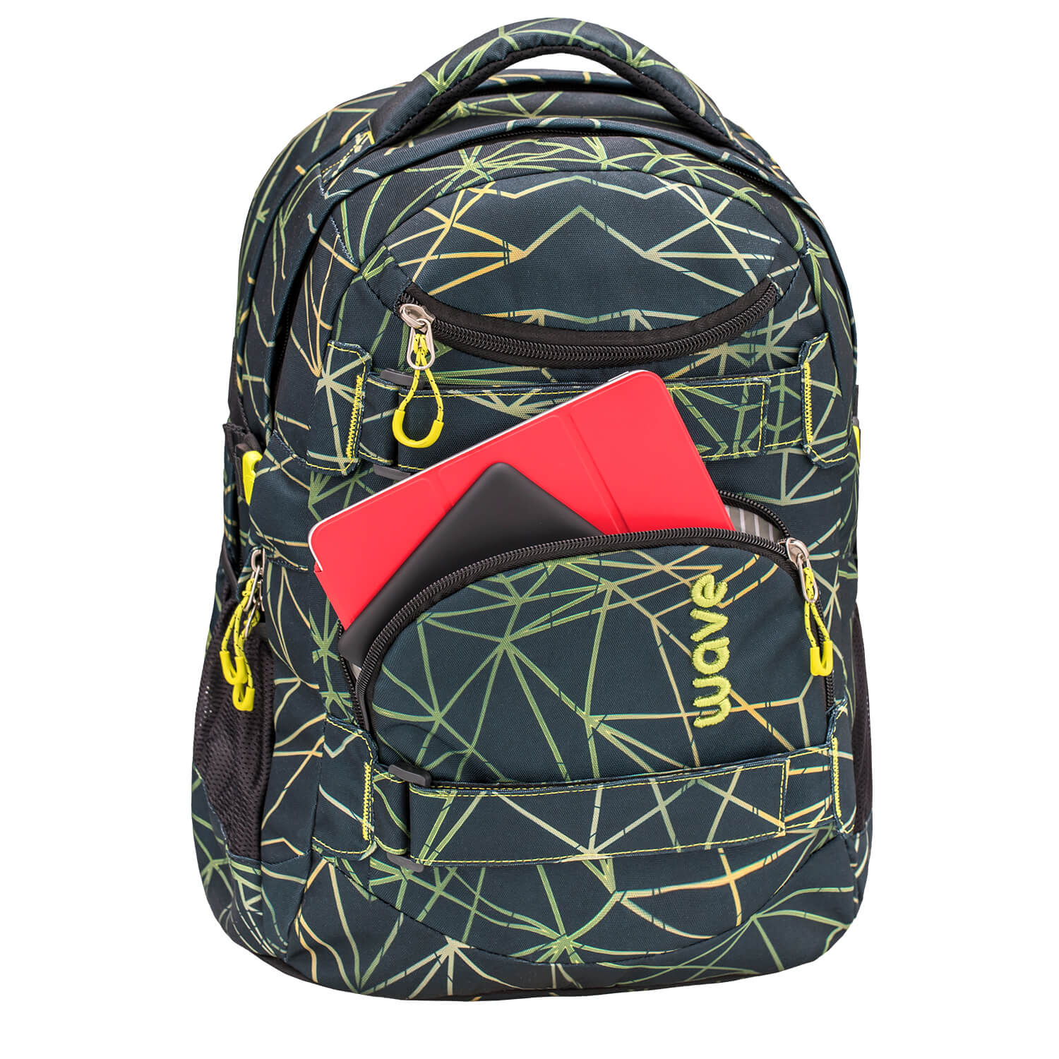 Wave Infinity Stripes Green school backpack