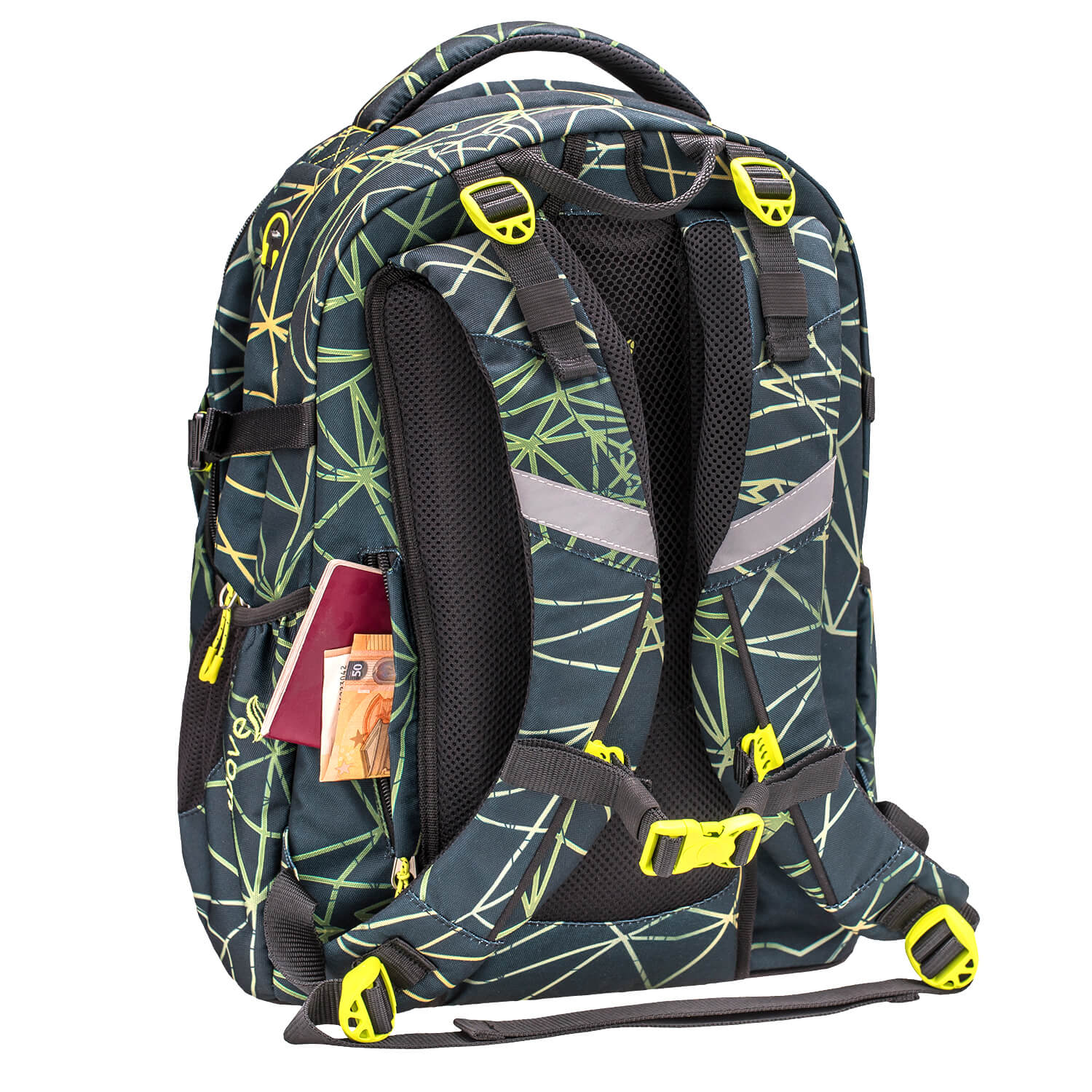 Wave Infinity Stripes Green school backpack