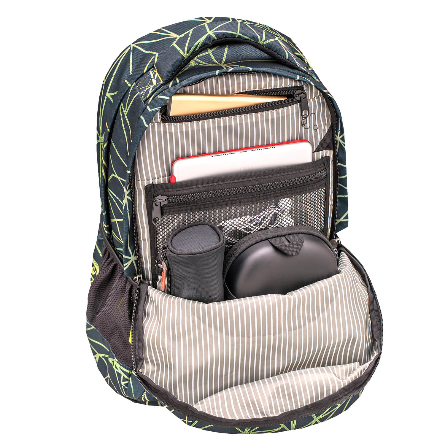 Wave Infinity Stripes Green school backpack