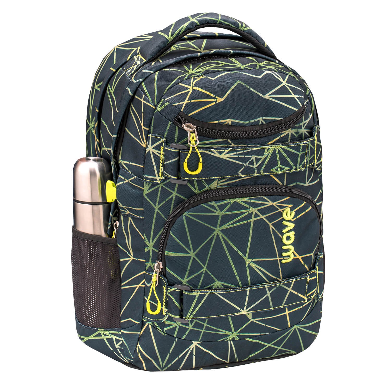 Wave Infinity Stripes Green school backpack