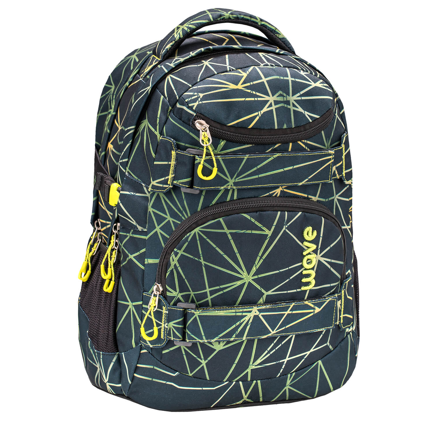 Wave Infinity Stripes Green school backpack