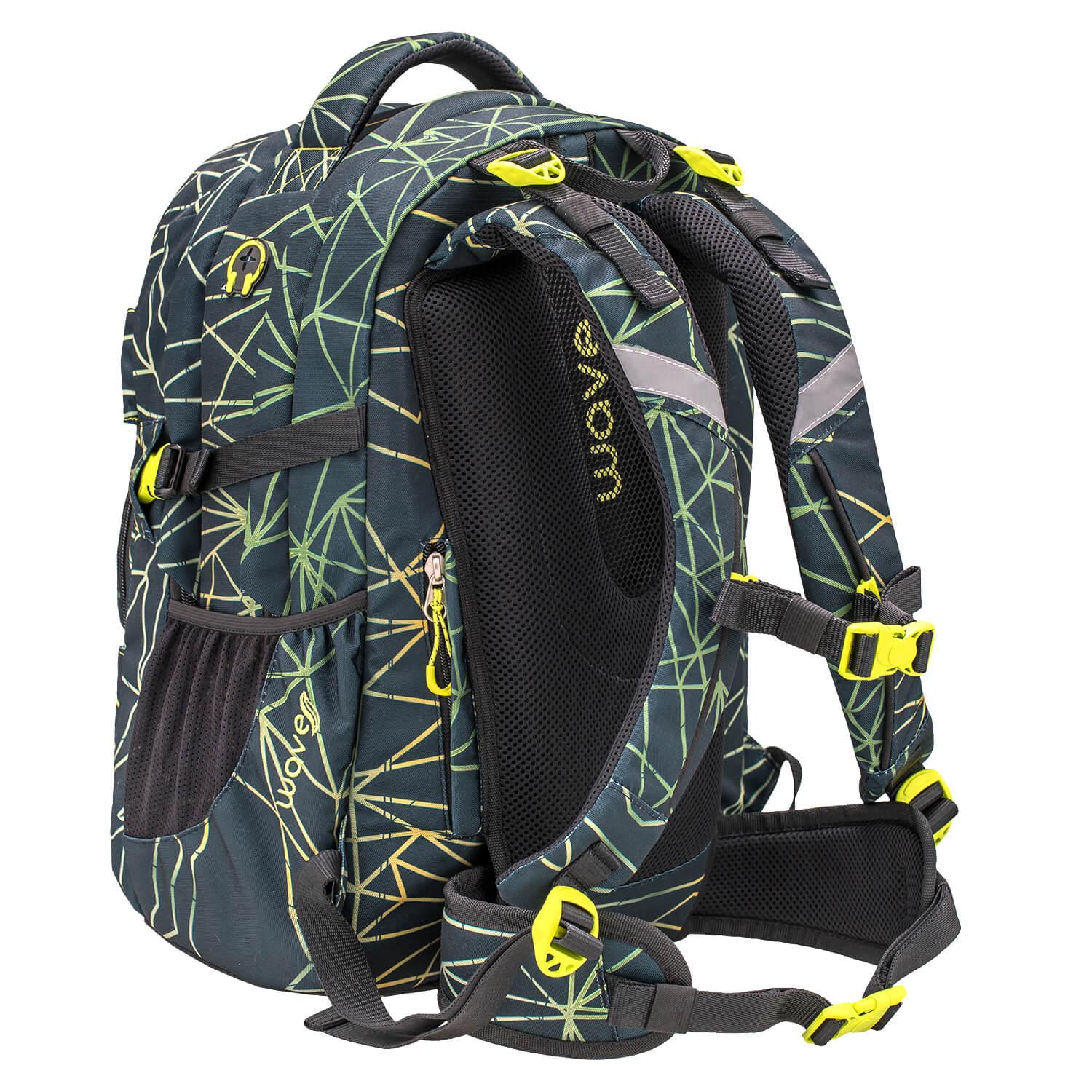 Wave Infinity Stripes Green school backpack