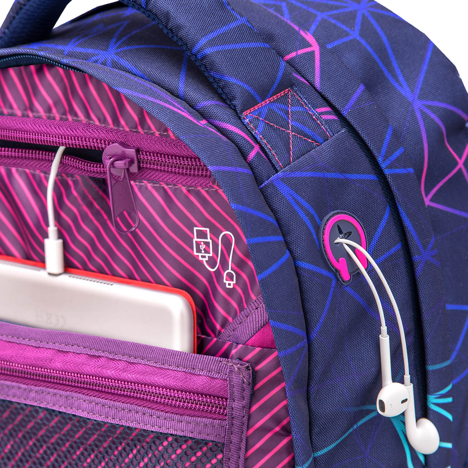 Wave Infinity Stripes Purple Schulrucksack