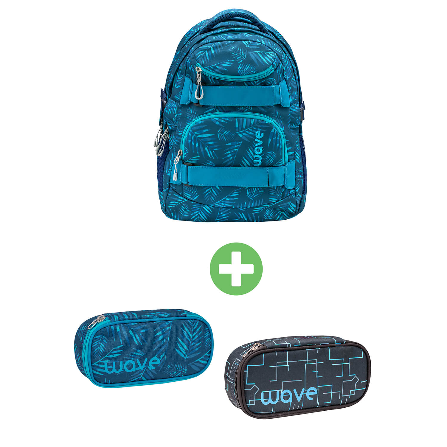 Wave Infinity Jungle Vibe school backpack with two GRATIS Pencil Pouch