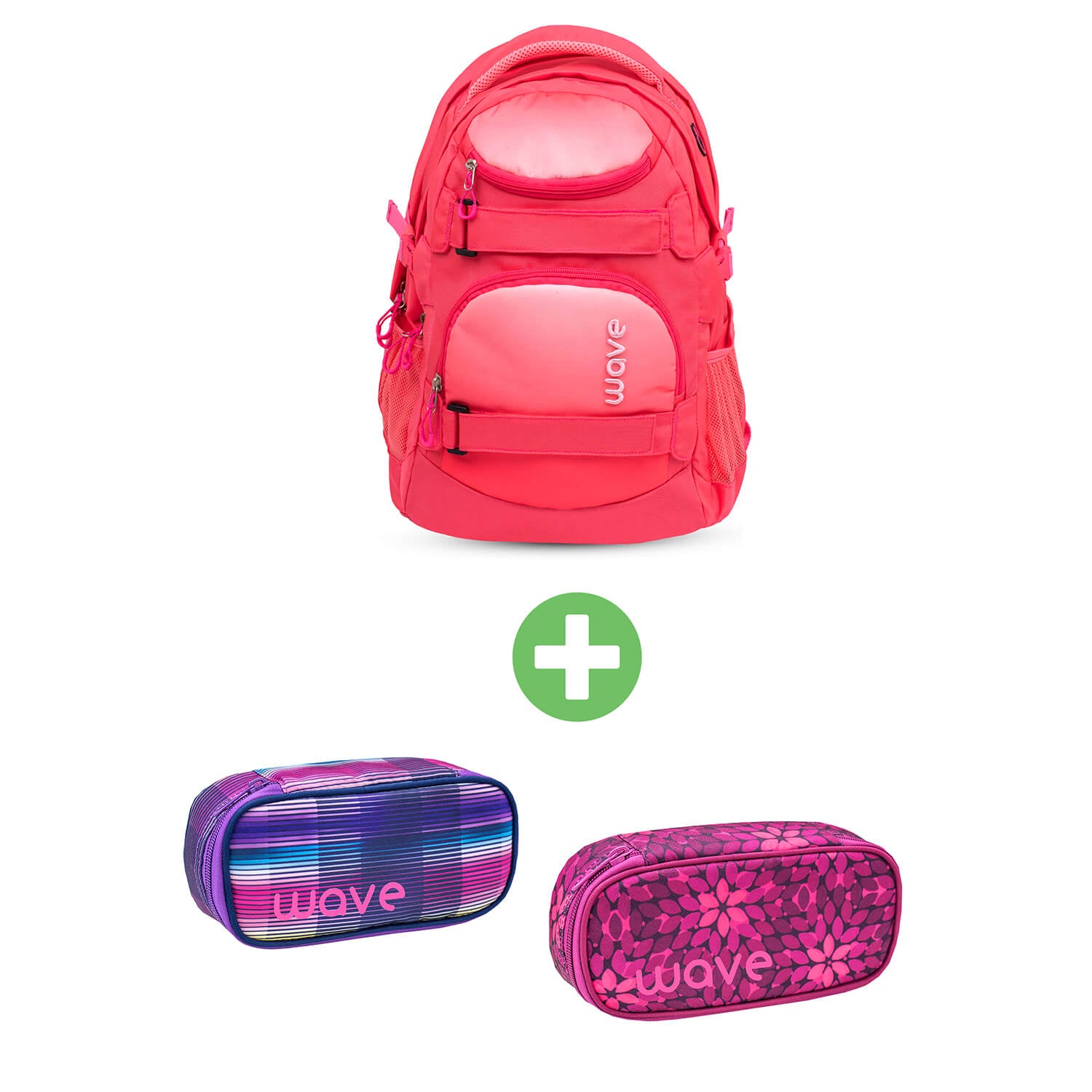 Wave Infinity Ombre Coral Paradise school backpack  with two GRATIS Pencil Pouch