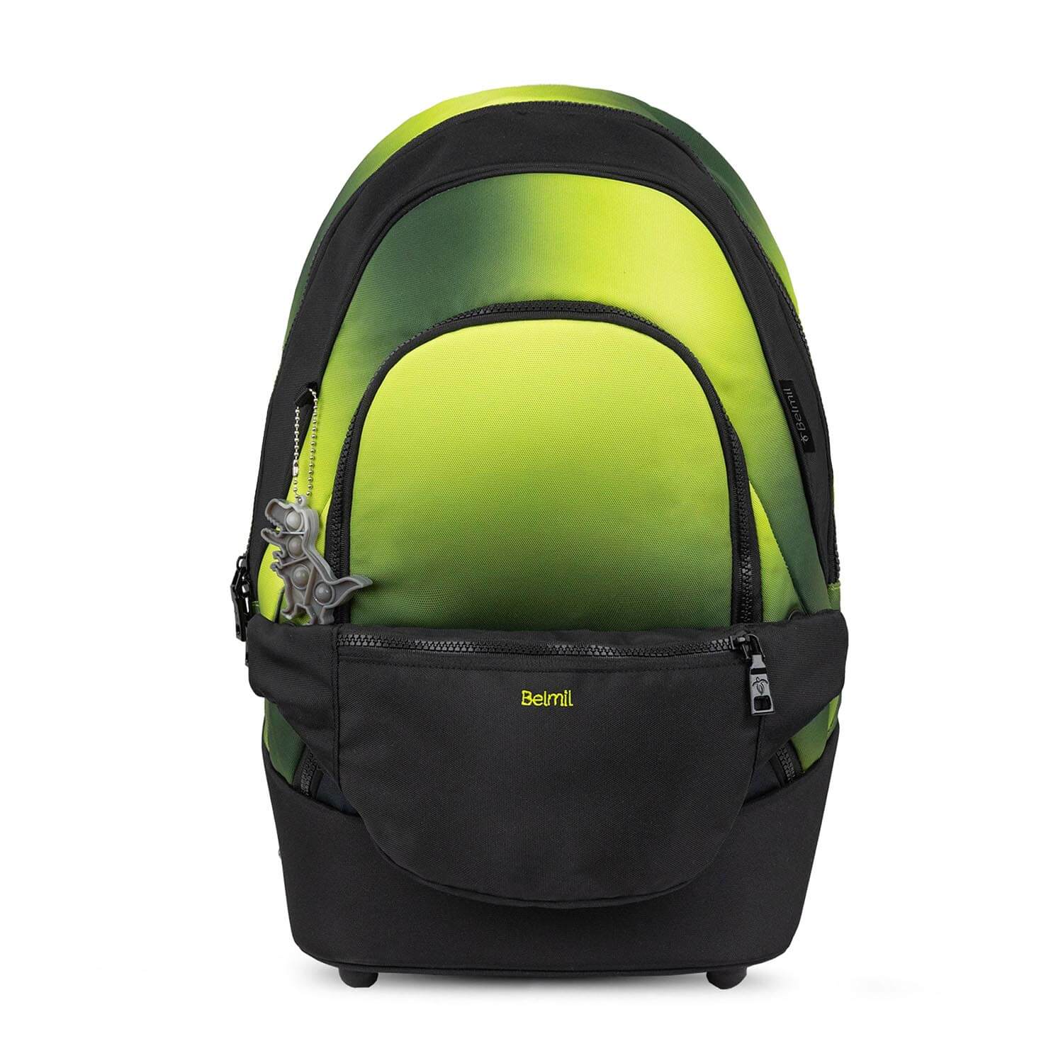 Premium Backpack & Fanny Pack Black Green Schoolbag 2pcs.