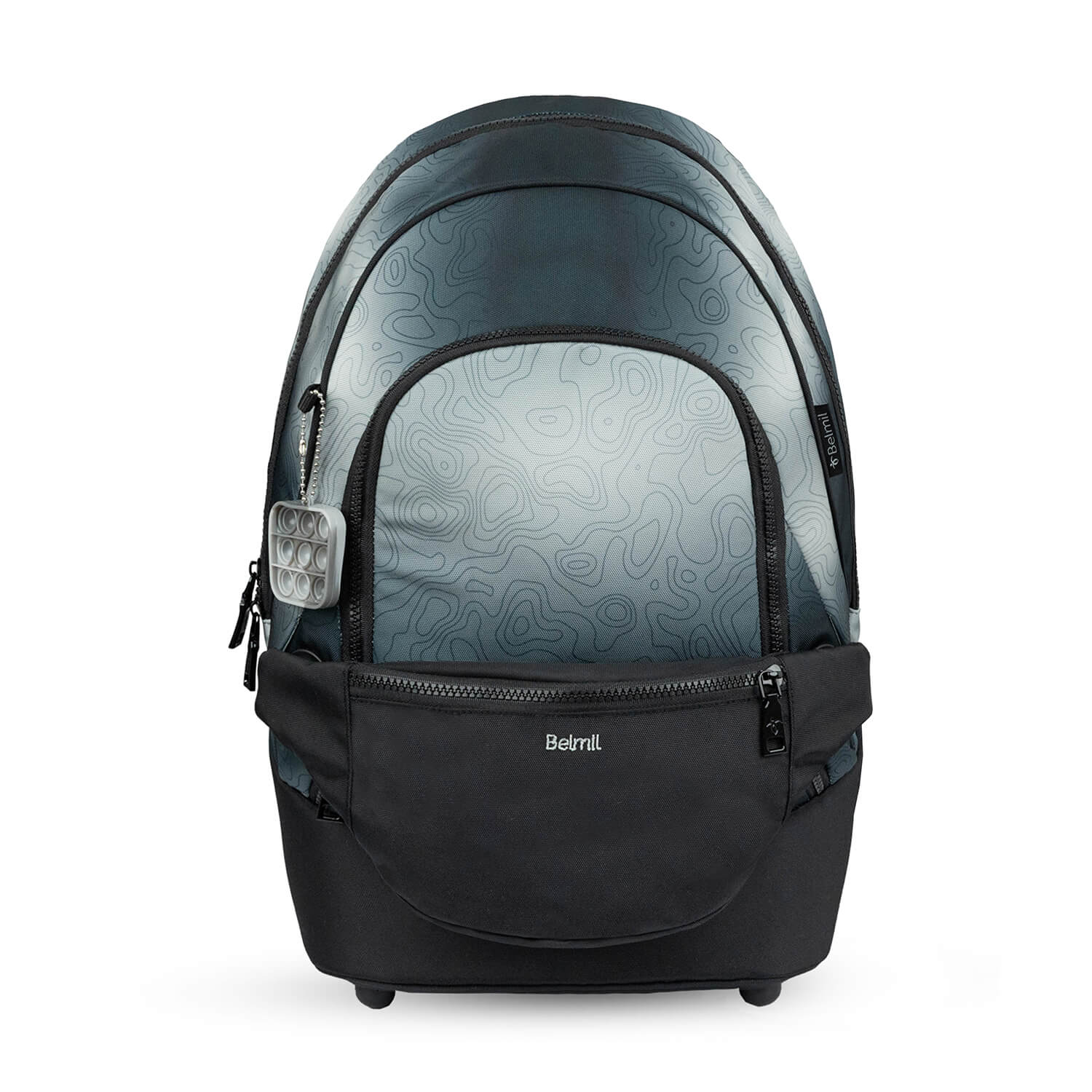 Premium Backpack & Fanny Pack Black Grey Schoolbag 2pcs.