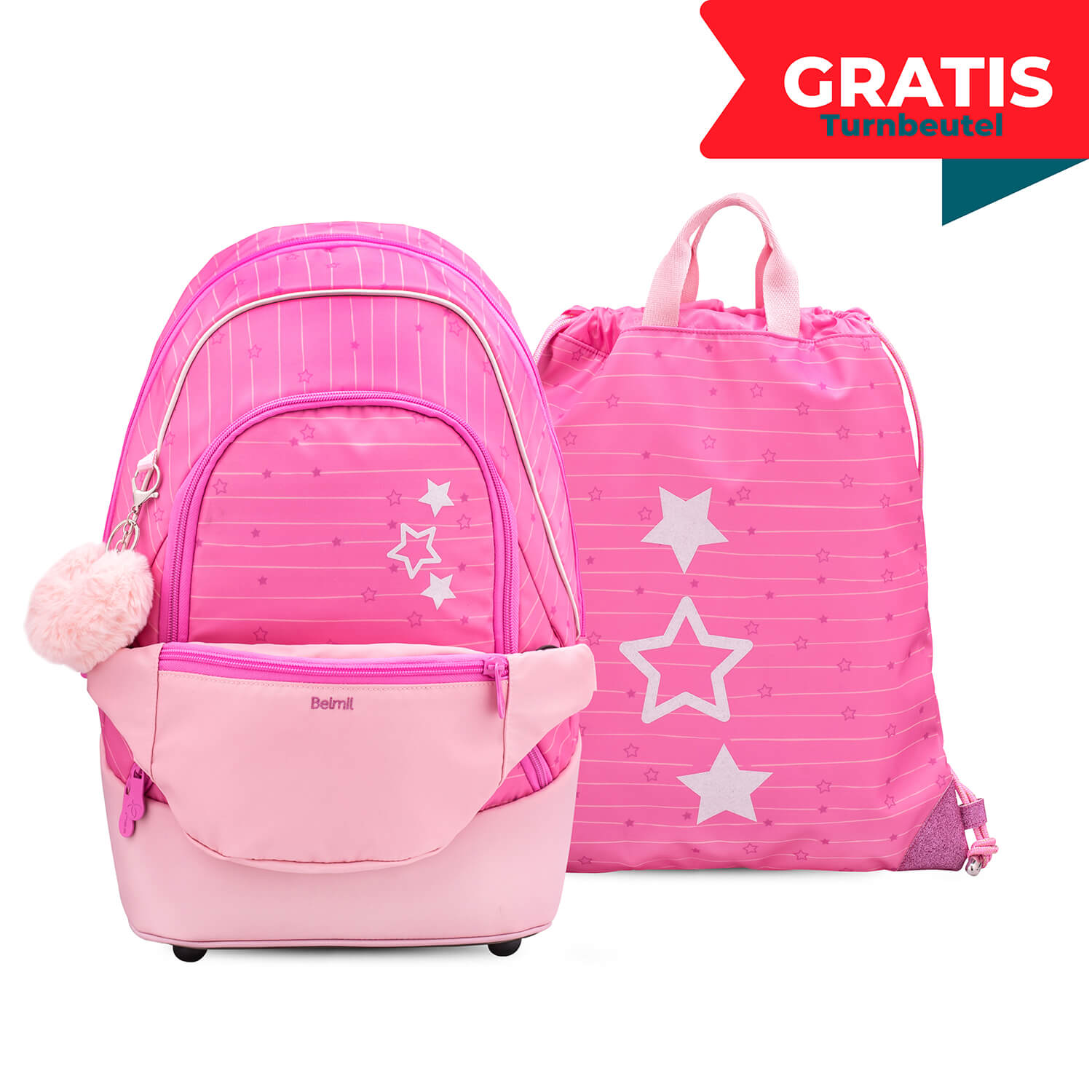 Premium Backpack & Fanny Pack Candy Schoolbag 2pcs. with GRATIS Gymbag