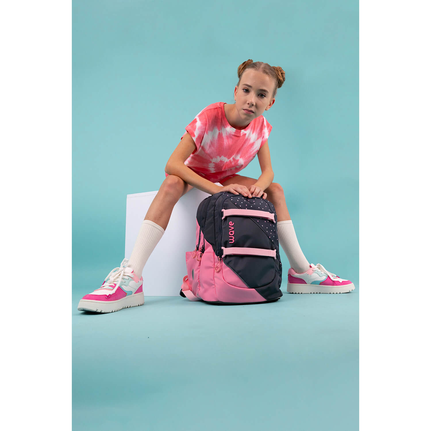 Wave Prime Dots Pinky Schulrucksack